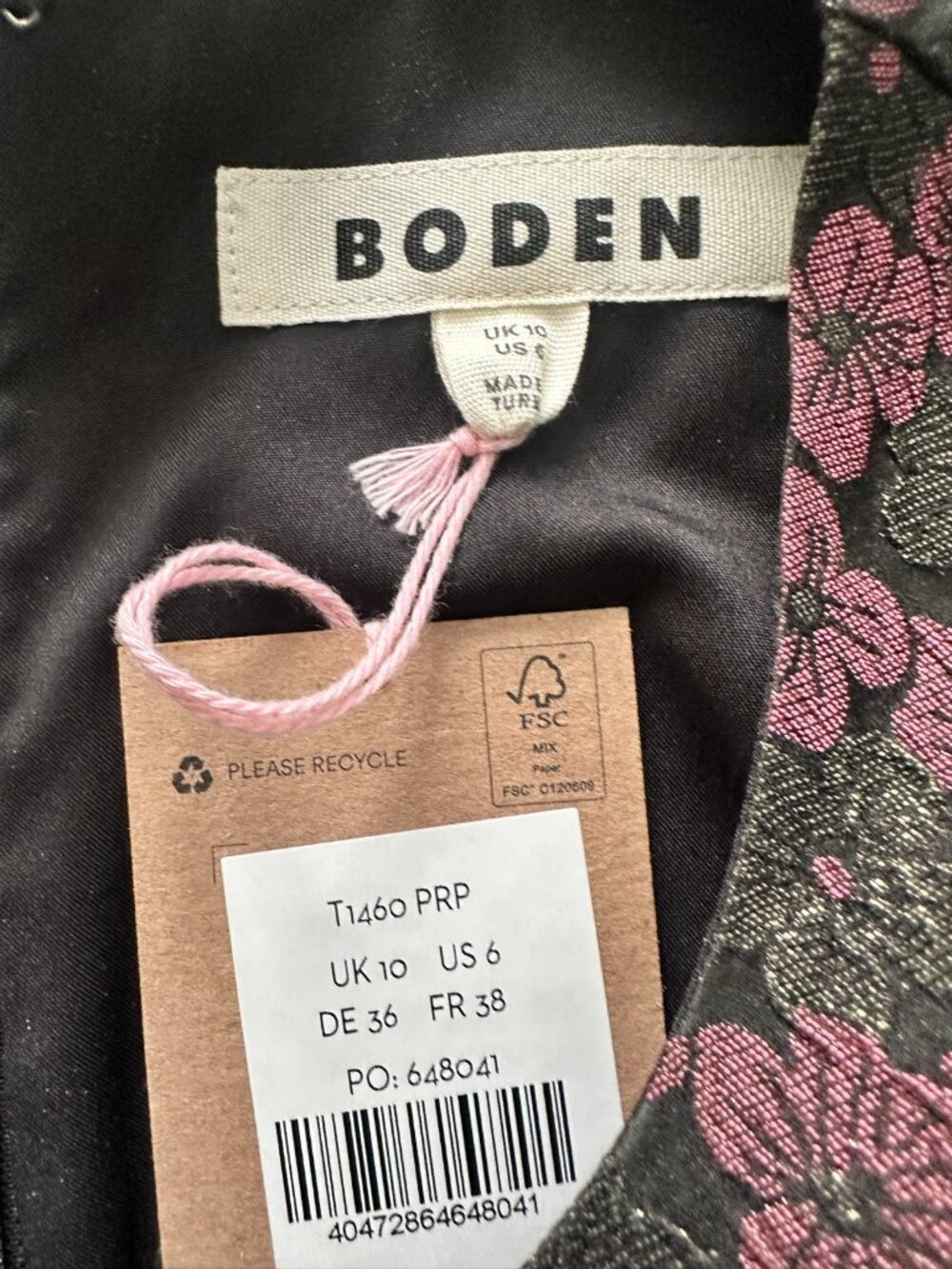 NWT Boden Plum Floral Jacquard Top - Picture 4 of 4